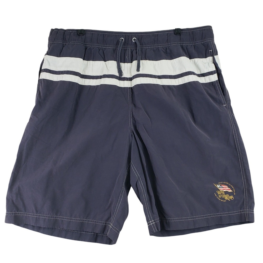VTG Polo Jeans Co Ralph Lauren Swim Trunks Mens XL Navy Blue Nautical Americana